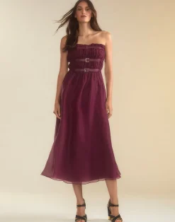 Clearance Cynthia Rowley Buckle Up Silk Organza Dress BRGDY