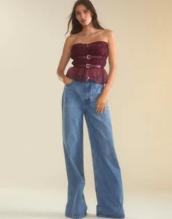 Hot Cynthia Rowley Buckle Up Silk Organza Top BRGDY