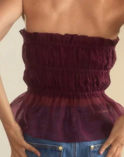 Hot Cynthia Rowley Buckle Up Silk Organza Top BRGDY