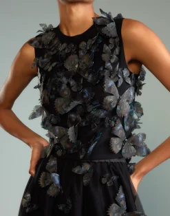 Fashion Cynthia Rowley Butterfly Applique Top BLACK