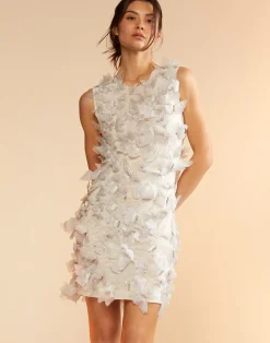 New Cynthia Rowley Butterfly Embellished Dress IVORY