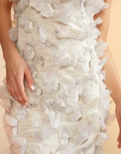 New Cynthia Rowley Butterfly Embellished Dress IVORY