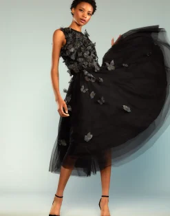 Hot Cynthia Rowley Butterfly Tulle Skirt BLACK