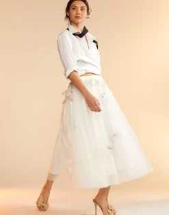 New Cynthia Rowley Butterfly Tulle Skirt White