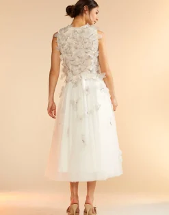 New Cynthia Rowley Butterfly Tulle Skirt White