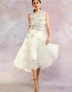 New Cynthia Rowley Butterfly Tulle Skirt White
