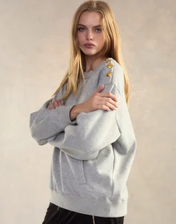 Fashion Cynthia Rowley Button Up Sweatshirt HGREY