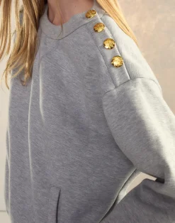 Fashion Cynthia Rowley Button Up Sweatshirt HGREY