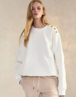 Outlet Cynthia Rowley Button Up Sweatshirt White