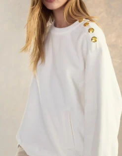 Outlet Cynthia Rowley Button Up Sweatshirt White