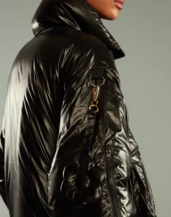 Discount Cynthia Rowley Cargo Pocket Puffer Coat BLACK