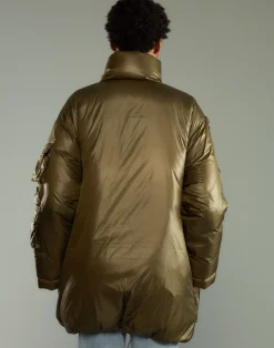 Sale Cynthia Rowley Cargo Pocket Puffer Coat GREEN