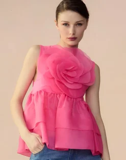 Online Cynthia Rowley Chloe Organza Flower Top HTPNK