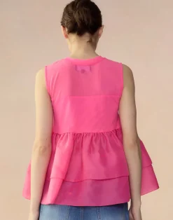 Online Cynthia Rowley Chloe Organza Flower Top HTPNK