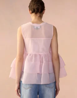 Sale Cynthia Rowley Chloe Organza Flower Top PINK