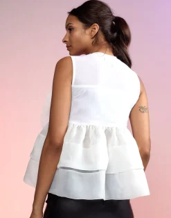 Hot Cynthia Rowley Chloe Organza Flower Top White