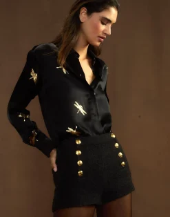 Online Cynthia Rowley Collectible Silk Shirt BLKGLD