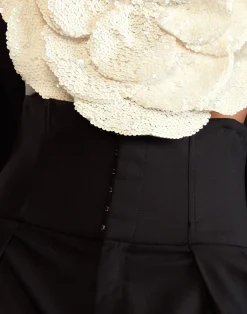 New Cynthia Rowley Corset Waist Pants BLACK