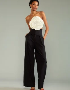 New Cynthia Rowley Corset Waist Pants BLACK