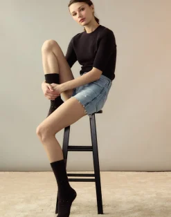 Online Cynthia Rowley Crochet Wool Socks BLACK