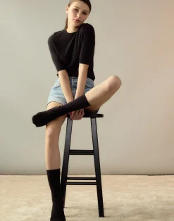 Online Cynthia Rowley Crochet Wool Socks BLACK