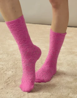 Outlet Cynthia Rowley Crochet Wool Socks PINK