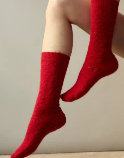 Discount Cynthia Rowley Crochet Wool Socks Red