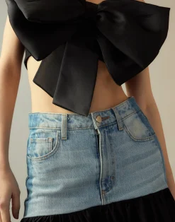 Online Cynthia Rowley Denim Taffeta Skirt BLACK