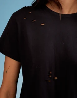 Online Cynthia Rowley Distressed Tee BLACK