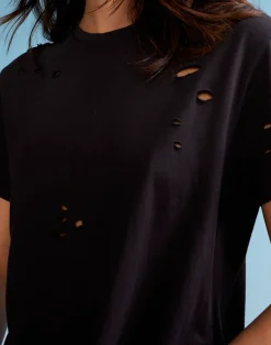 Online Cynthia Rowley Distressed Tee BLACK