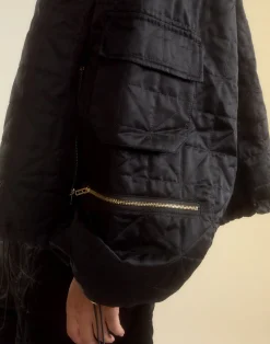 Hot Cynthia Rowley Downtown Quilted Bomber Jacket BLACK