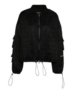 Hot Cynthia Rowley Downtown Quilted Bomber Jacket BLACK