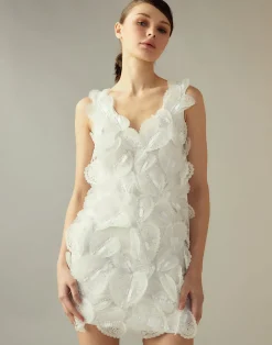 New Cynthia Rowley Elle Embellished Heart Dress White