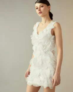 New Cynthia Rowley Elle Embellished Heart Dress White