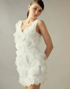 New Cynthia Rowley Elle Embellished Heart Dress White