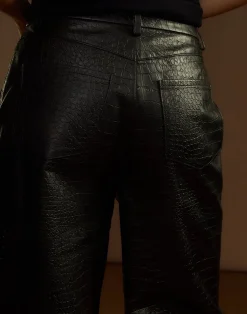 Best Cynthia Rowley Embossed Leather Pants BLACK