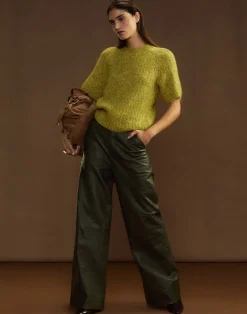 Clearance Cynthia Rowley Embossed Leather Pants DRKGR