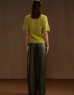 Clearance Cynthia Rowley Embossed Leather Pants DRKGR