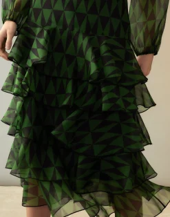 Fashion Cynthia Rowley Evergreen Silk Organza Skirt BLKGRN