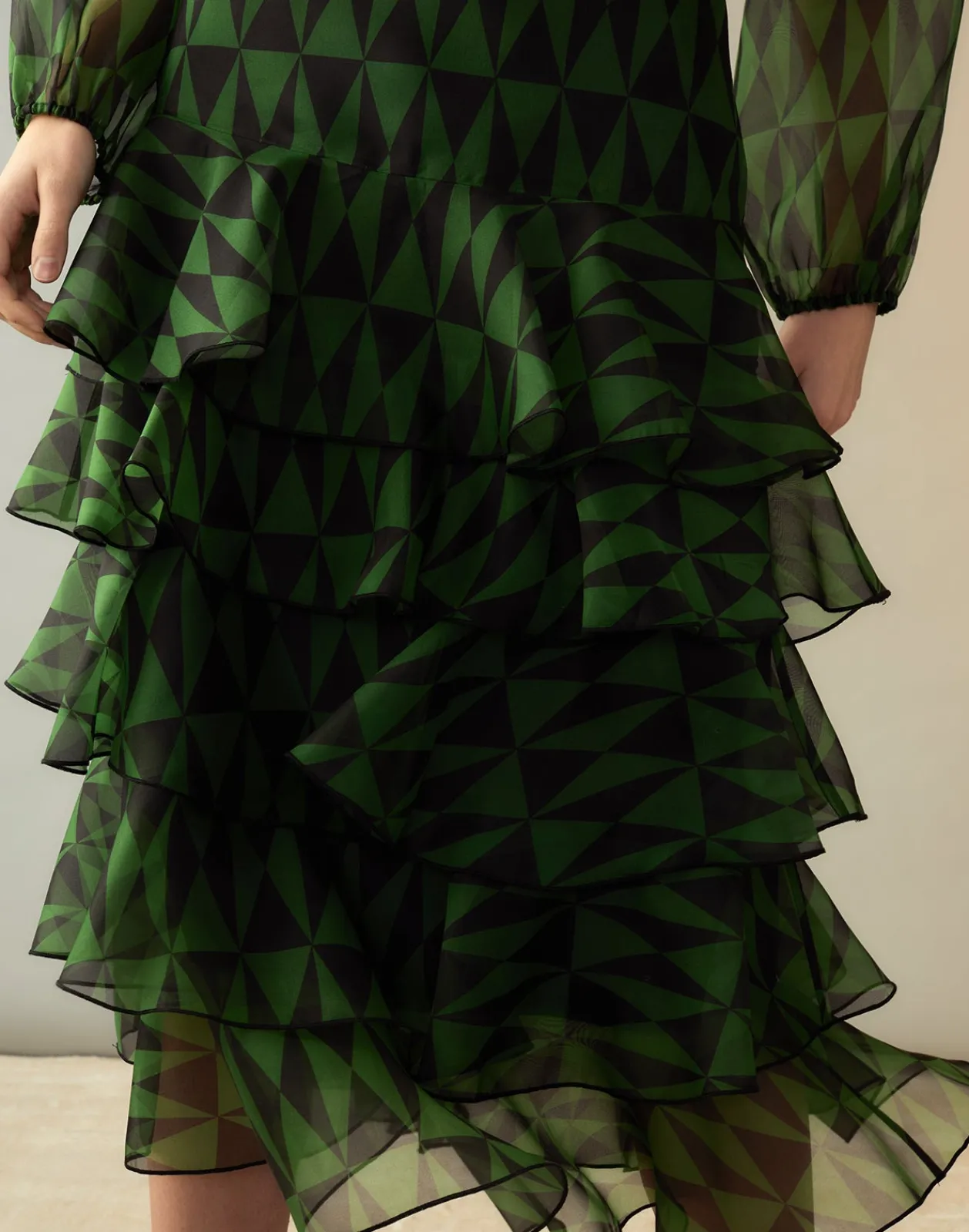 Fashion Cynthia Rowley Evergreen Silk Organza Skirt BLKGRN