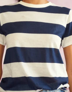 Clearance Cynthia Rowley Everyday Striped Tee NVYWHT