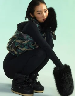 Discount Cynthia Rowley Faux Fur Oversized Mittens BLACK