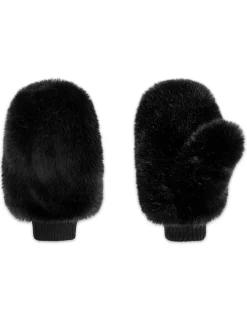 Discount Cynthia Rowley Faux Fur Oversized Mittens BLACK