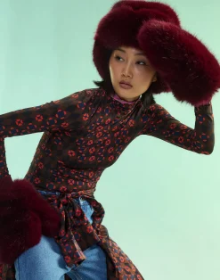 Discount Cynthia Rowley Faux Fur Oversized Mittens BRGDY