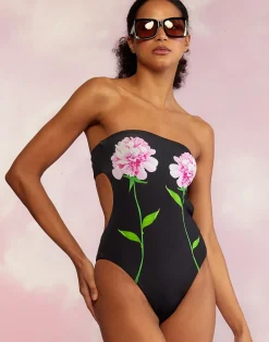 New Cynthia Rowley Freya Strapless Swimsuit BLACK