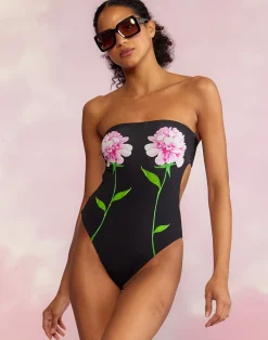 New Cynthia Rowley Freya Strapless Swimsuit BLACK