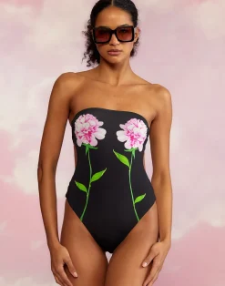 New Cynthia Rowley Freya Strapless Swimsuit BLACK