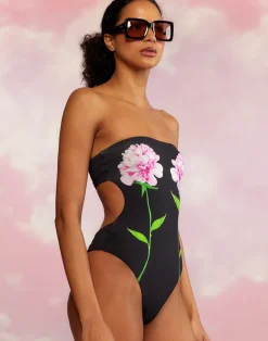 New Cynthia Rowley Freya Strapless Swimsuit BLACK