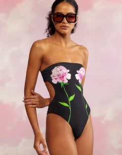 New Cynthia Rowley Freya Strapless Swimsuit BLACK