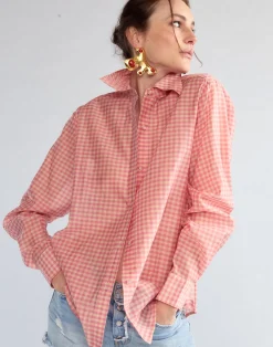 Clearance Cynthia Rowley Geneva Silk Cotton Shirt PNKGNH